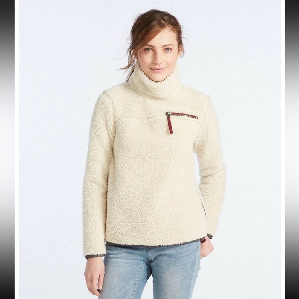 LL Bean Women's Signature Sherpa Pullover, navy blue, size M